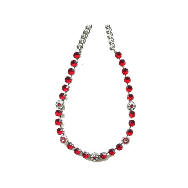 Necklace By Mariana Woman Chic Light Siam and Crystal Clear Swarovski Crystals