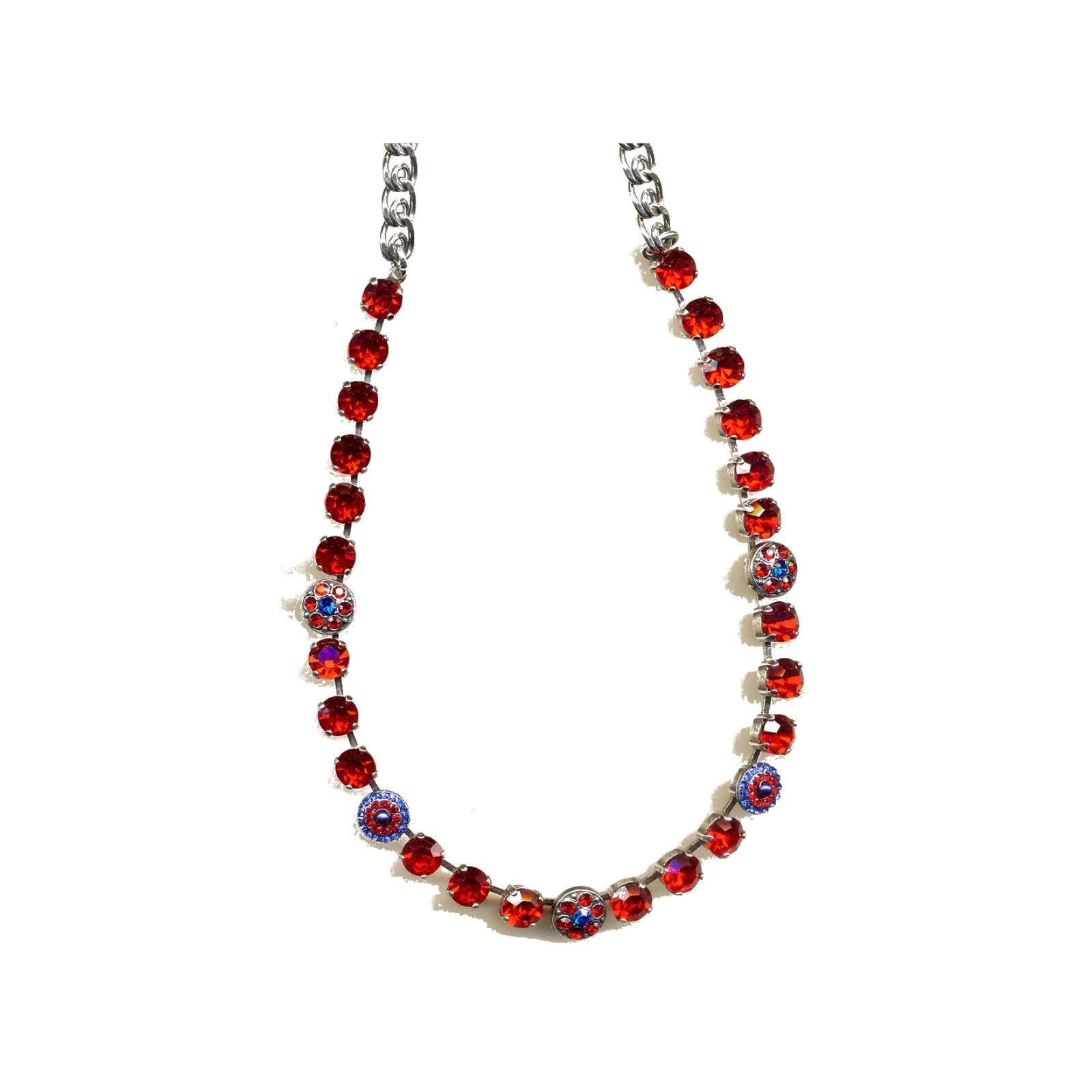N-3044-1-227206-YG Necklace By Mariana Woman Glamorous Light Siam and Sapphire Swarovski Crystals - Image 1