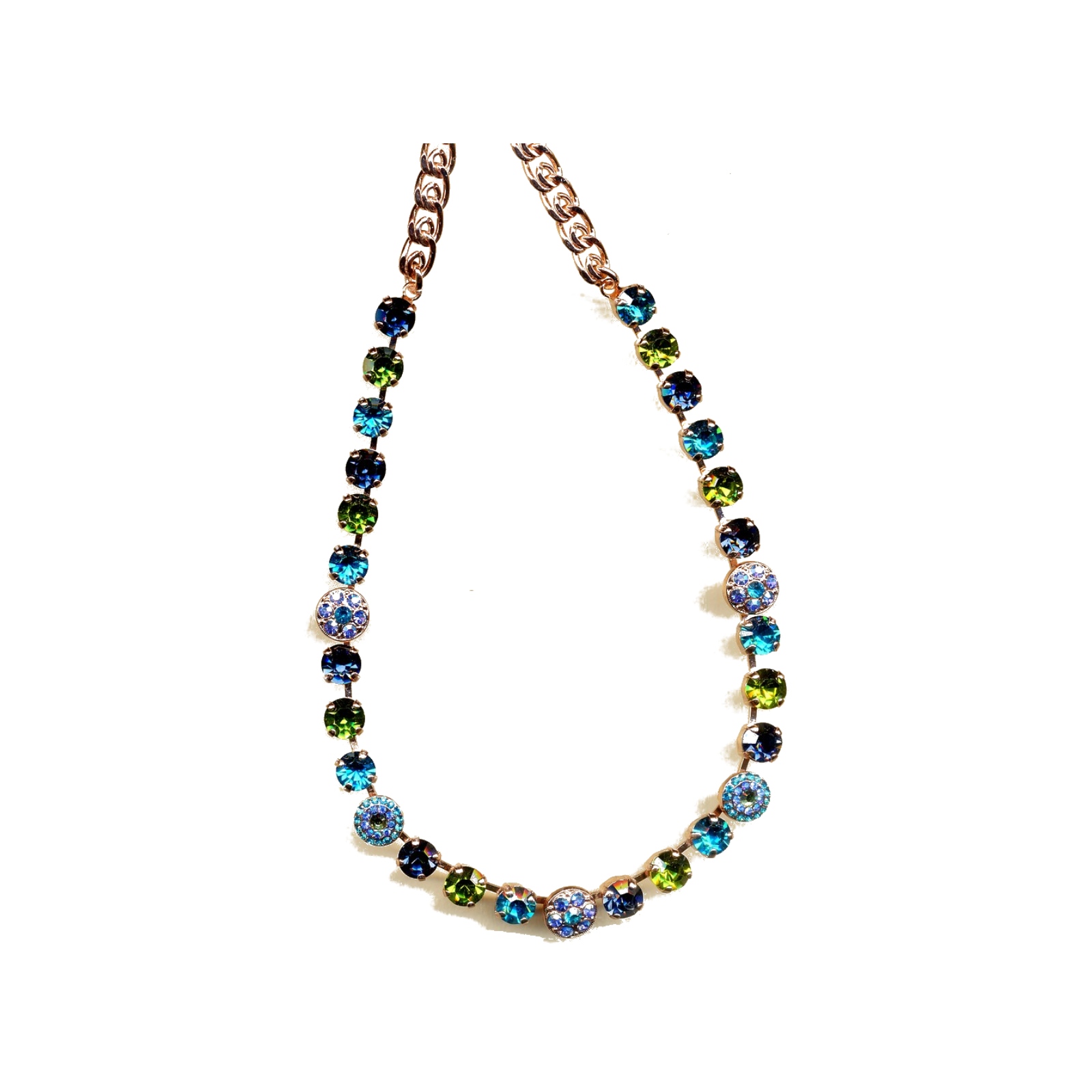N-3044-1-229-YG Necklace By Mariana Woman Stunning Blue Zircon Swarovski Crystals - Image 1