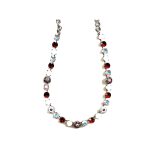 Necklace By Mariana Woman Crimson Red and Iridescent Crystal Swarovski Crystals