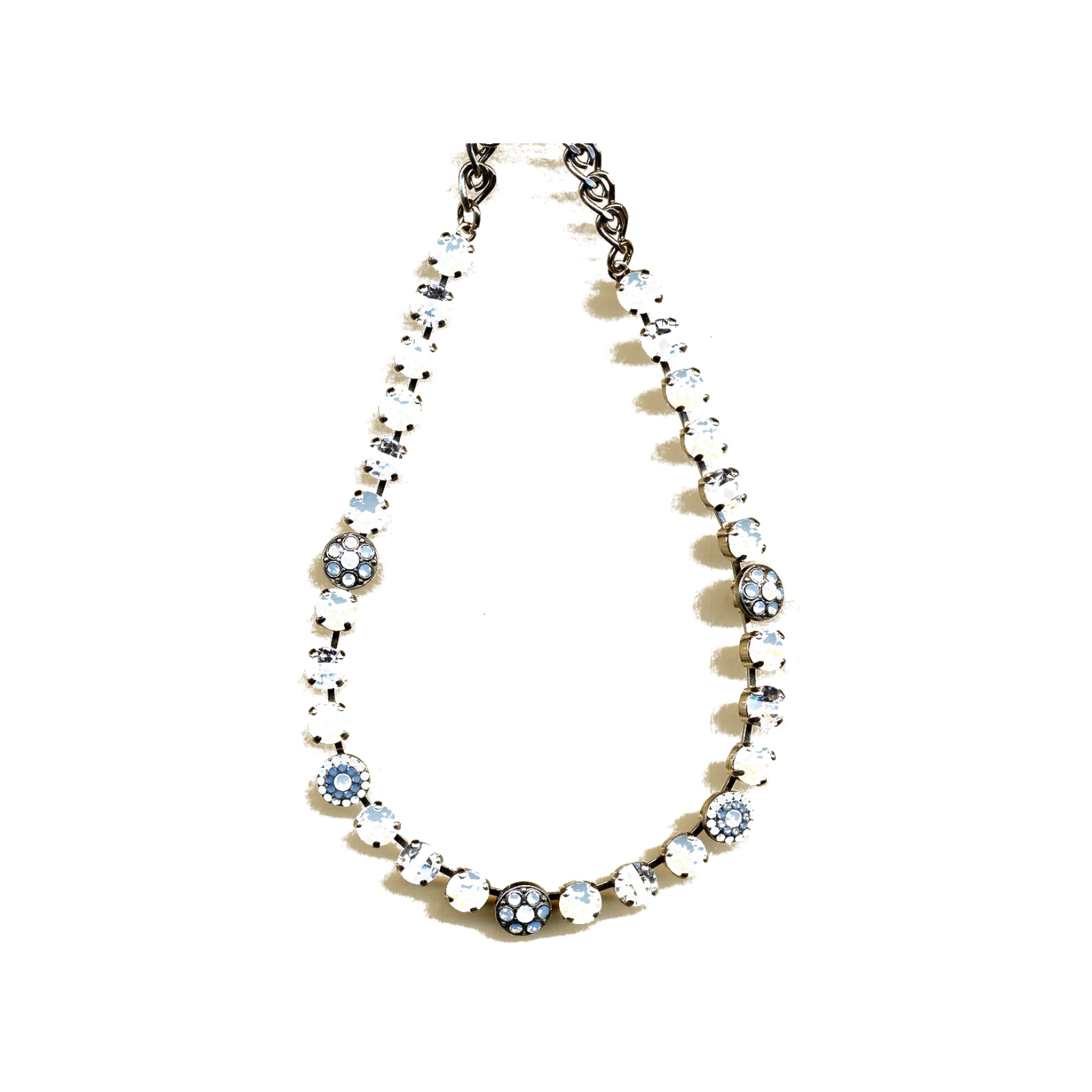 N-3044-1-234-4-YG Necklace By Mariana Woman Delicate White Opal and Aquamarine Swarovski Crystals - Image 1