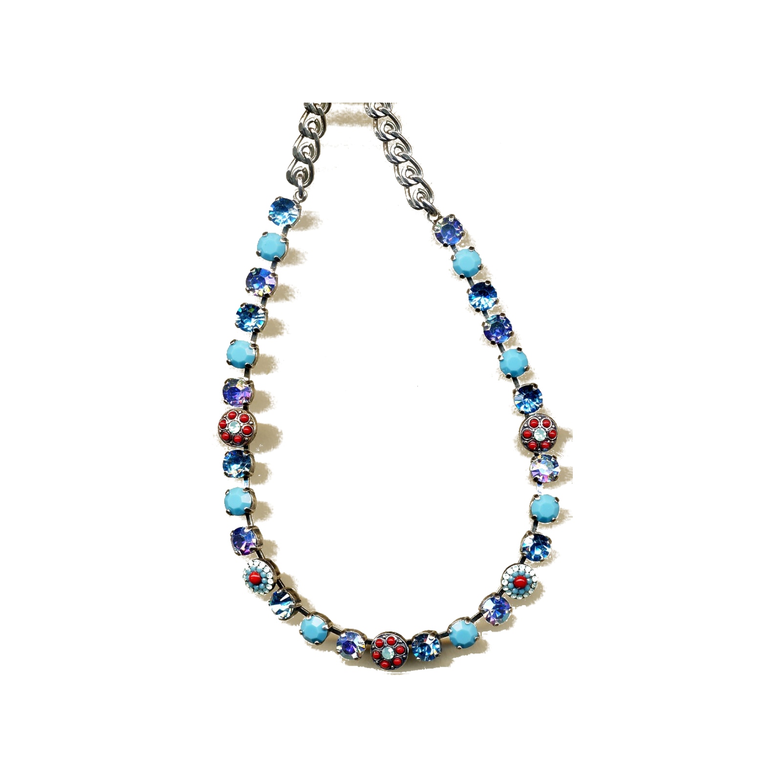 N-3044-1-267-1-YG Necklace By Mariana Woman Timeless Coral and Turquoise Swarovski Crystals - Image 1