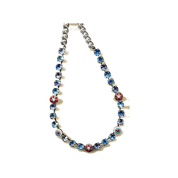 Necklace By Mariana Woman Red Coral and Pacific Opal and Swarovski Crystals
