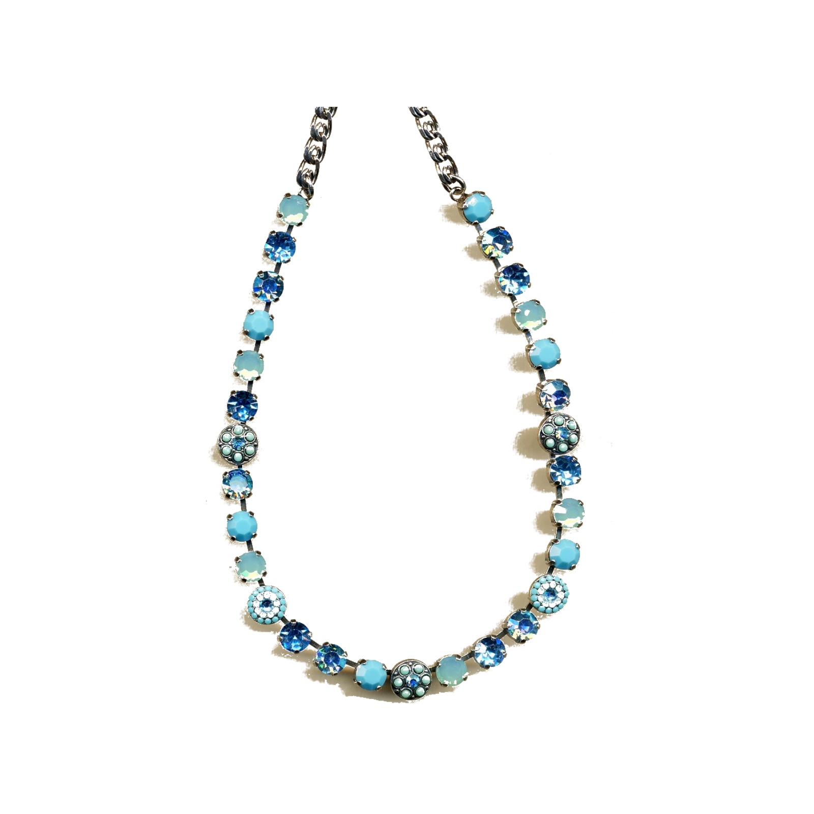 N-3044-1-2677-YG Necklace By Mariana Woman Turquoise and AB and Pacific Opal Swarovski Crystals - Image 1