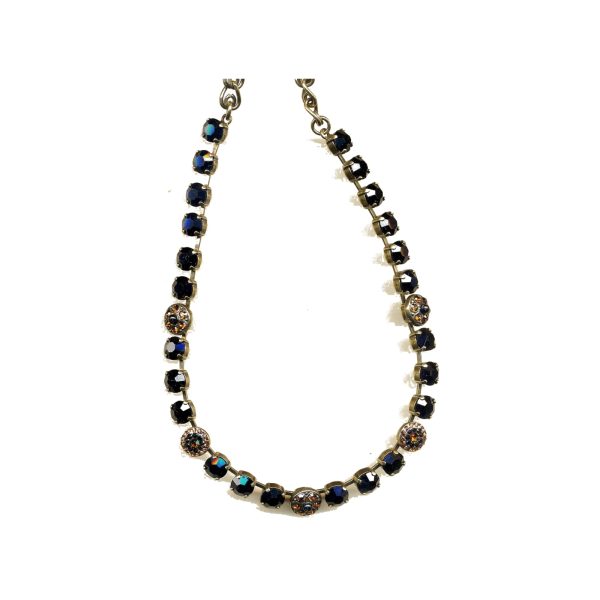 Necklace By Mariana Woman Chic Jet Black and Smoked Topaz Swarovski Crystals
