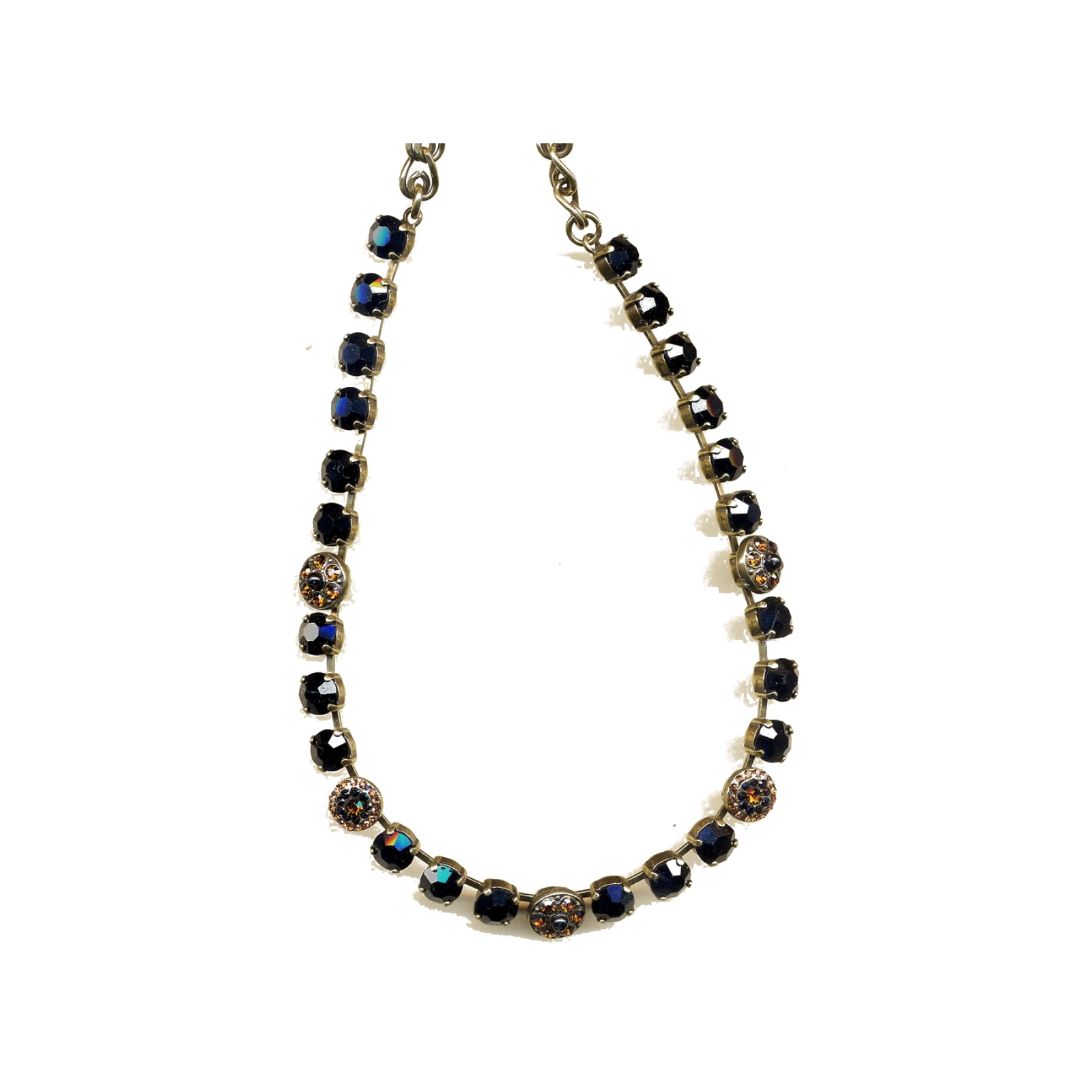 N-3044-1-280-4-YG Necklace By Mariana Woman Chic Jet Black and Smoked Topaz Swarovski Crystals - Image 1