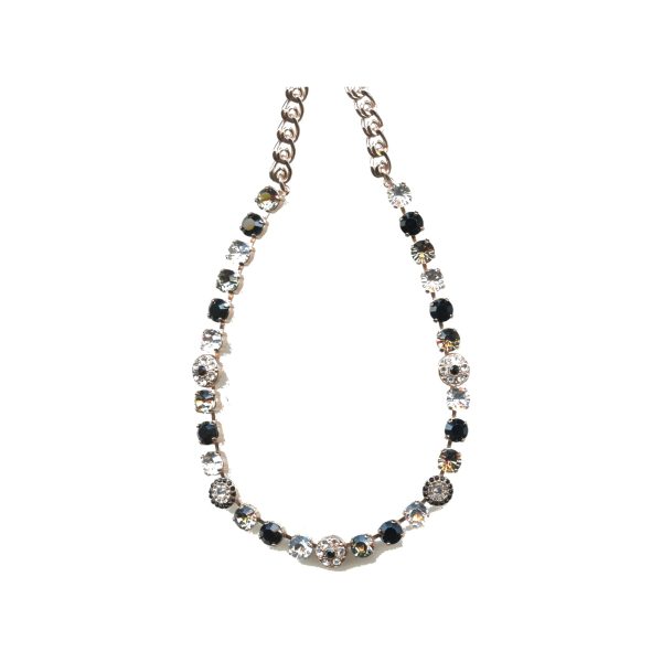 Necklace By Mariana Woman Luminous Jet Black and Clear Swarovski Crystals