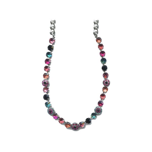 Necklace By Mariana Woman Beautiful Jet and Indian Pink Swarovski Crystals