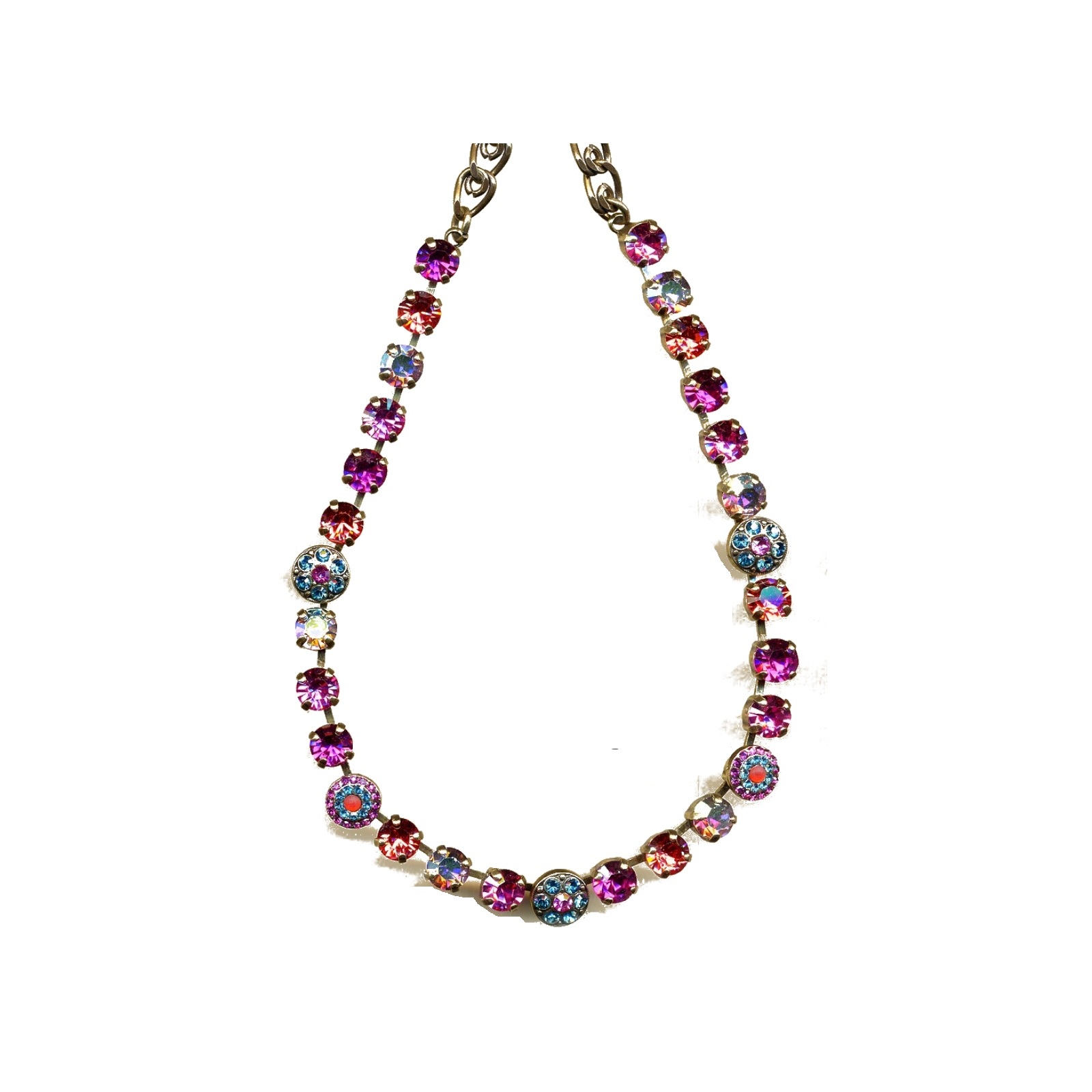 N-3044-1-292-YG Necklace By Mariana Woman Luminous Indian Pink and Purple Swarovski Crystals - Image 1
