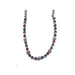 Necklace By Mariana Woman Chic Fuchsia and Tanzanite and Jet Swarovski Crystals - Image 2