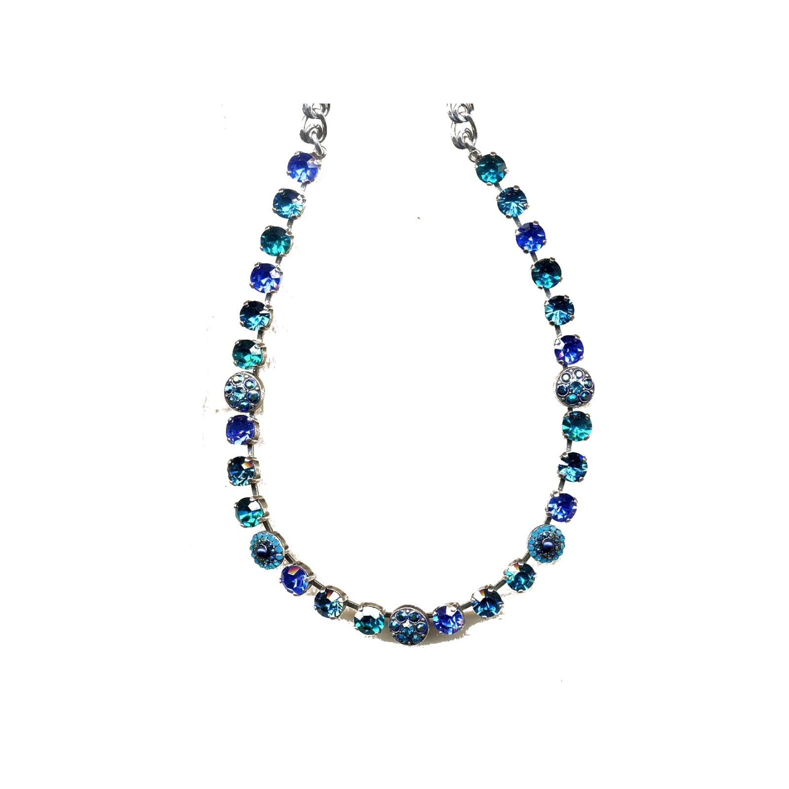 N-3044-1-3322-YG Necklace By Mariana Woman Light Turquoise and Blue Silver Swarovski Crystals - Image 1