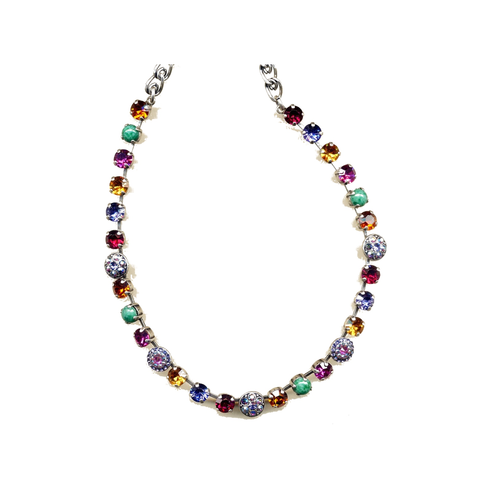 N-3044-1-333-YG Necklace By Mariana Woman Romantic Peridot and Fuchsia Swarovski Crystals - Image 1