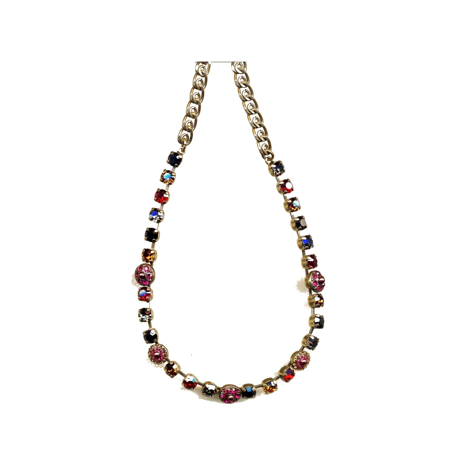 N-3044-1-3501-YG Necklace By Mariana Woman Smoky Quartz AB and Soft Pale Green Swarovski Crystals - Image 1