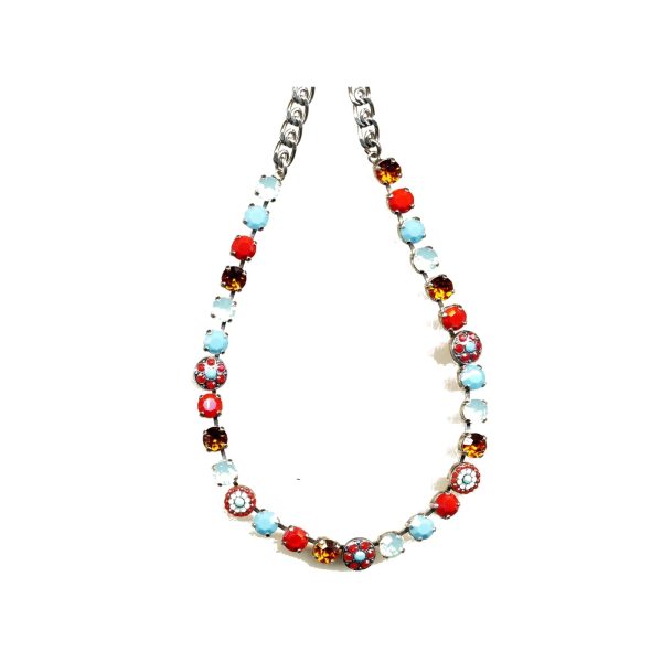 Necklace By Mariana Woman Sparkling Turquoise and Bright Red Swarovski Crystals