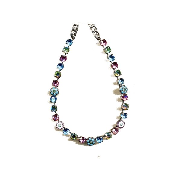 Necklace By Mariana Woman Radiant Sky Blue and Fuchsia Pink Swarovski Crystals
