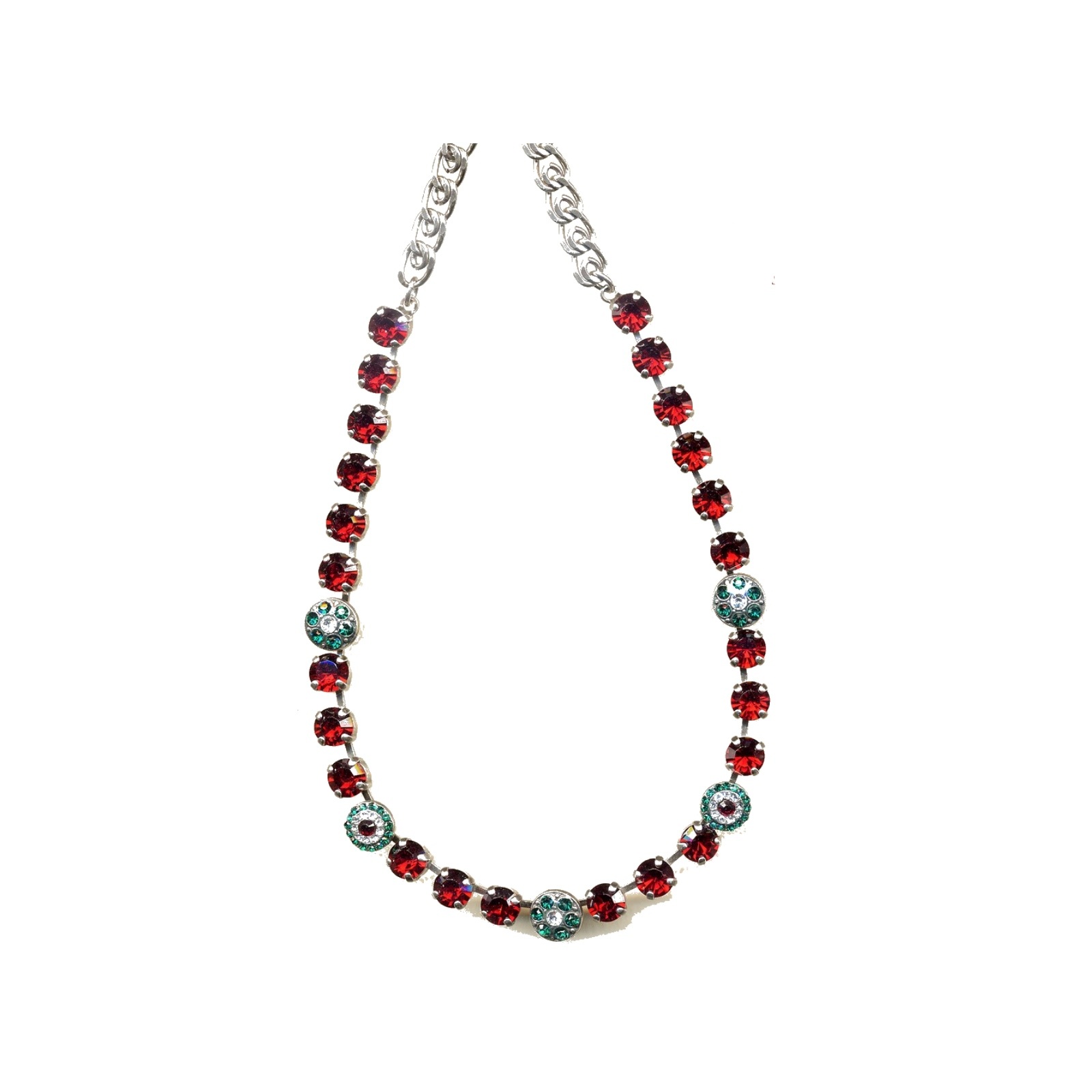 N-3044-1-3811-YG Necklace By Mariana Woman Striking Emerald and Siam and Clear Swarovski Crystals - Image 1