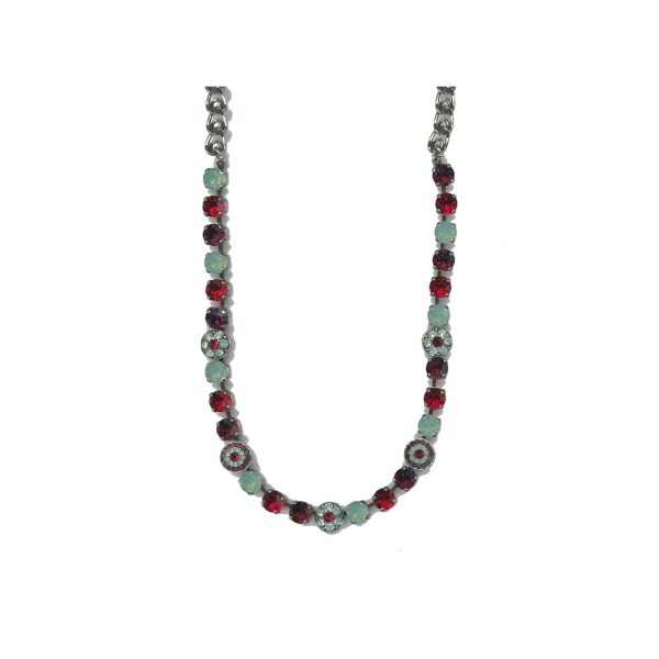 Necklace By Mariana Woman Sparkling Green Opal and Ruby Swarovski Crystals