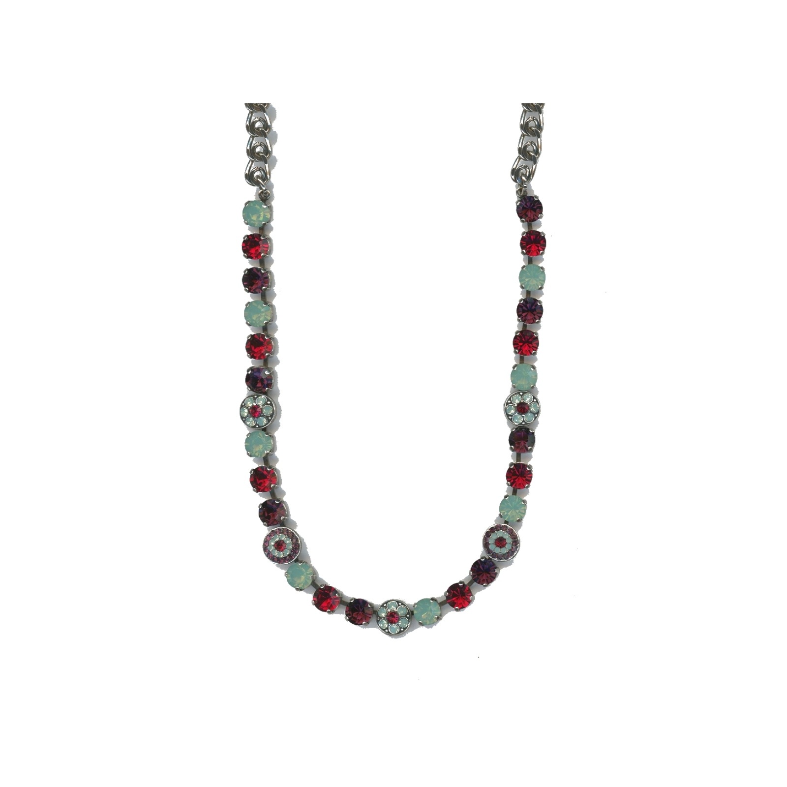 N-3044-1-390-7-SP Necklace By Mariana Woman Sparkling Green Opal and Ruby Swarovski Crystals - Image 1