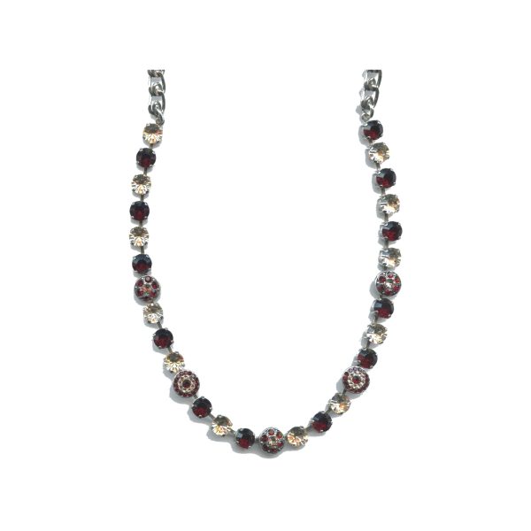 Necklace By Mariana Woman Chic Silk(Gold Quartz) and Garnet Swarovski Crystals