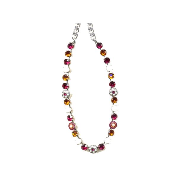 Necklace By Mariana Woman Sparkling Clear and Pearl and Ruby Swarovski Crystals