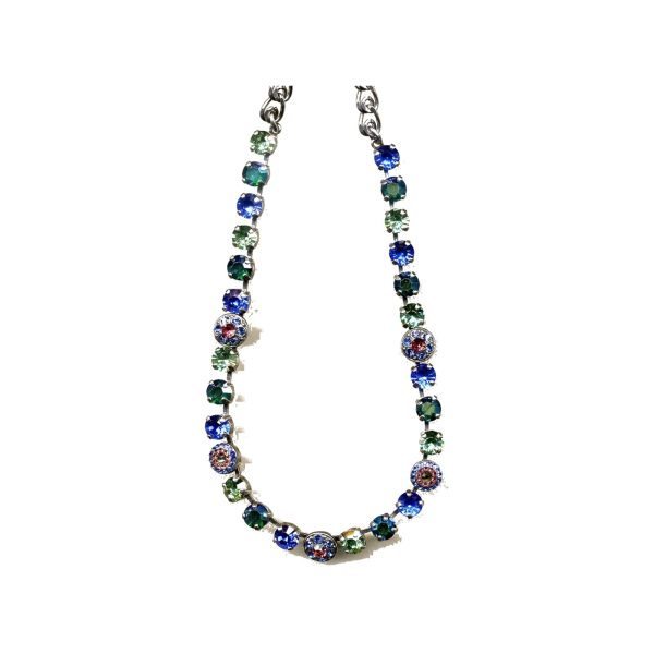 Necklace By Mariana Woman Chic Capri Blue and Rose Peach Swarovski Crystals
