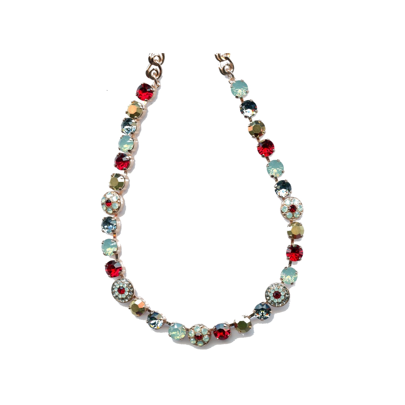 N-3044-1-4401-SP Necklace By Mariana Woman Timeless Topaz and Red Swarovski Crystals - Image 1