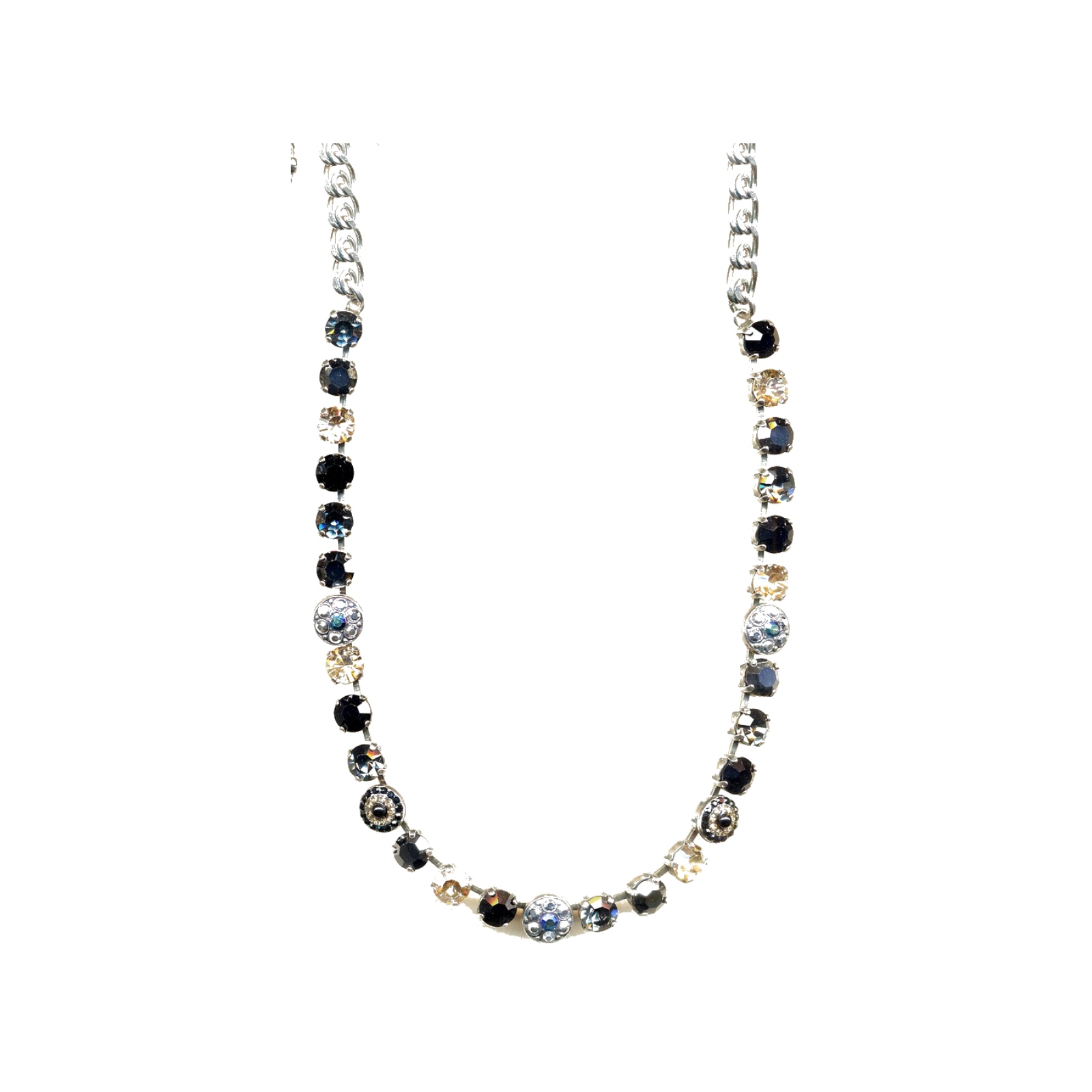 N-3044-1-4701-SP Necklace By Mariana Woman Delicate Black and Navy Blue Swarovski Crystals - Image 1