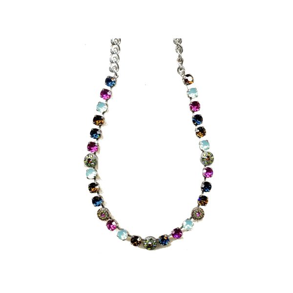 Necklace By Mariana Woman Bright Fuchsia Pink and Aqua Blue Swarovski Crystals