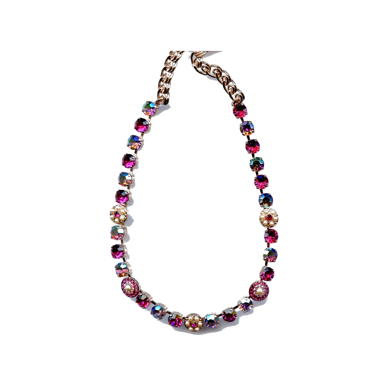 N-3044-1-502AB-SP Necklace By Mariana Woman Eye-Catching Fuchsia and AB Swarovski Crystals - Image 1