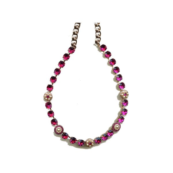 Necklace By Mariana Woman Refined Pearl Mineral and Fuchsia Swarovski Crystals