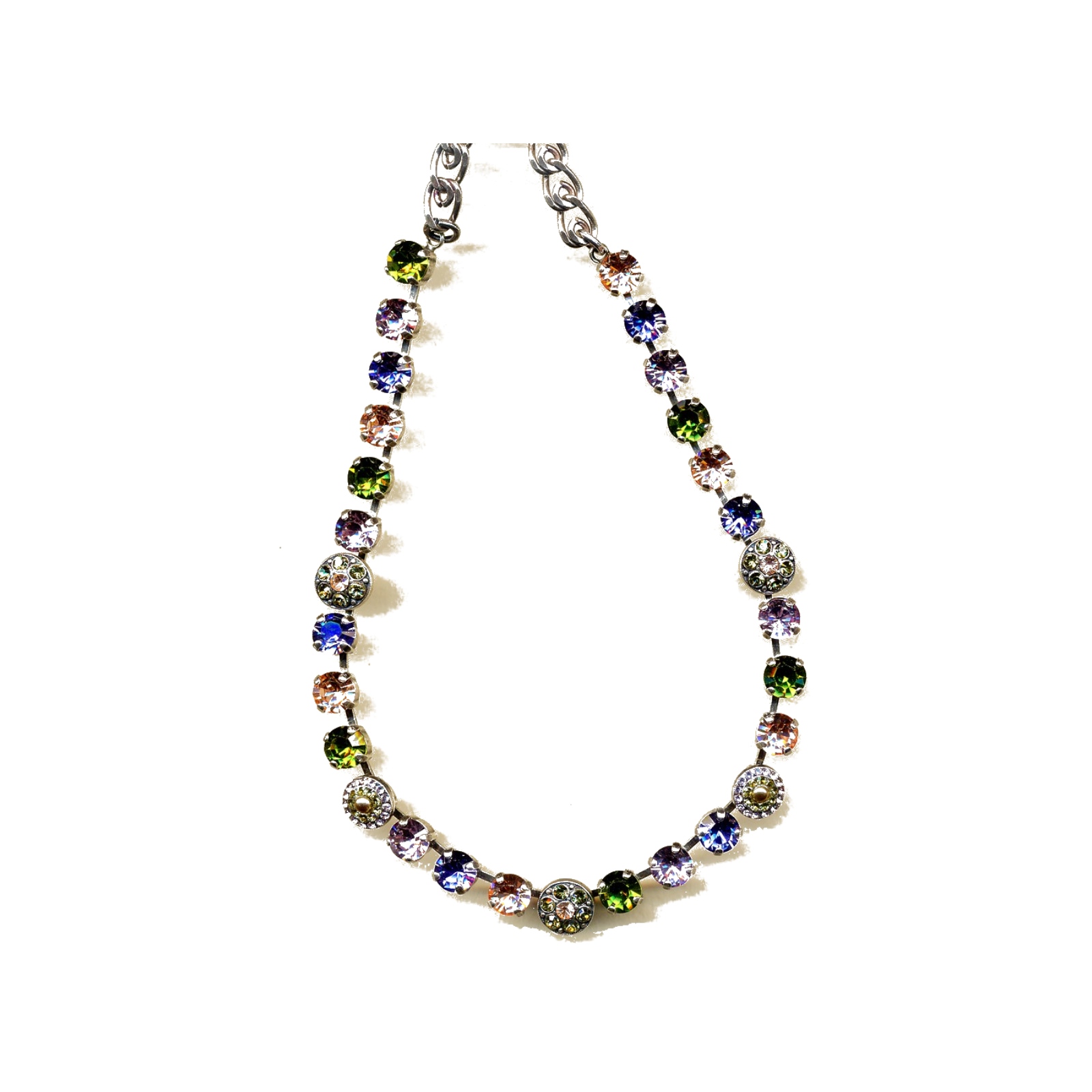N-3044-1-637-YG Necklace By Mariana Woman Chic and White Opal and Tanzanite Swarovski Crystals - Image 1