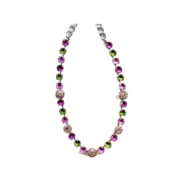 Necklace By Mariana Woman Chic Rose and Fuchsia Swarovski Crystals