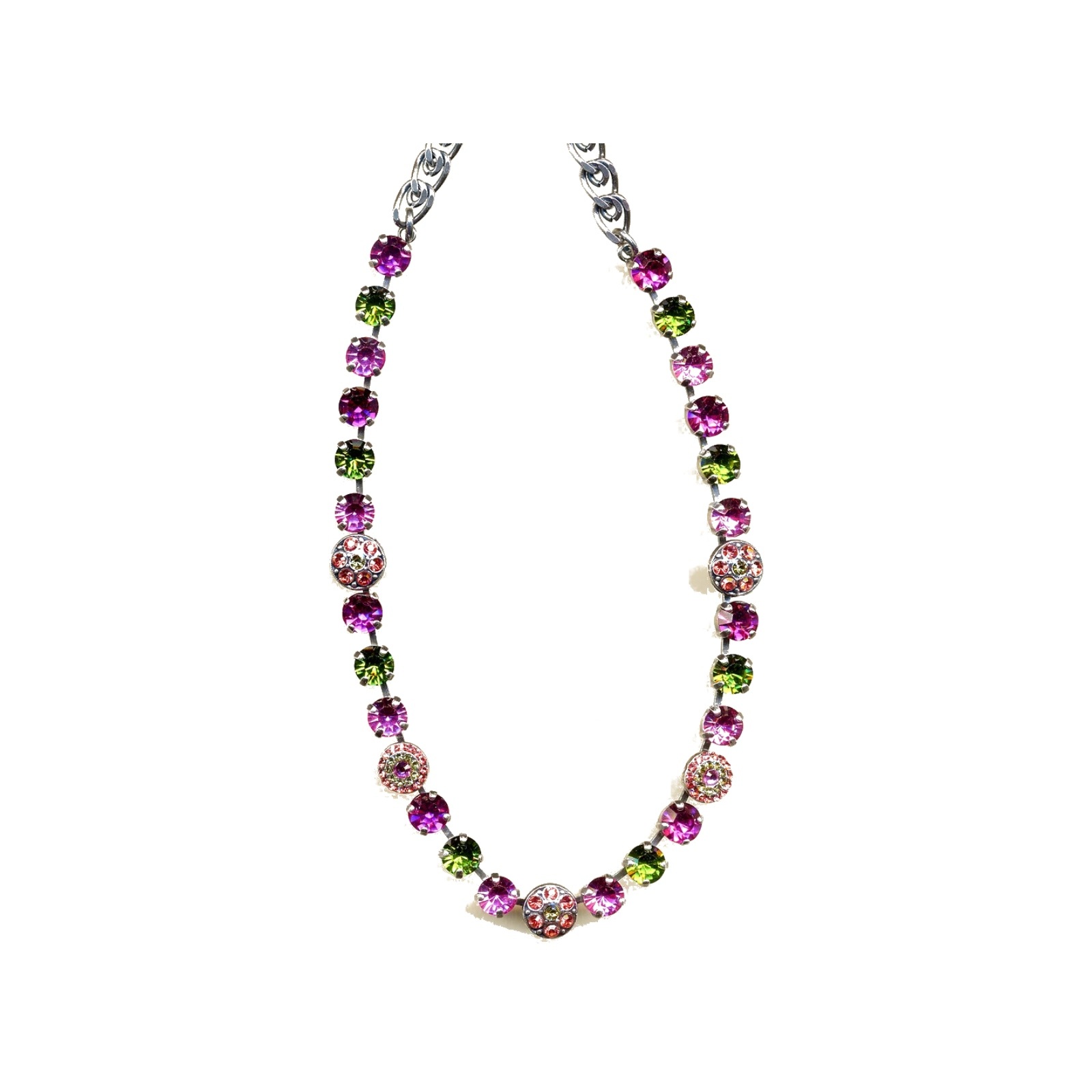 N-3044-1-737-YG Necklace By Mariana Woman Chic Rose and Fuchsia Swarovski Crystals - Image 1