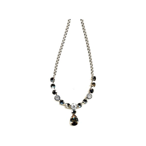 Necklace By Mariana Woman Hematite and Clear and Black Swarovski Crystals