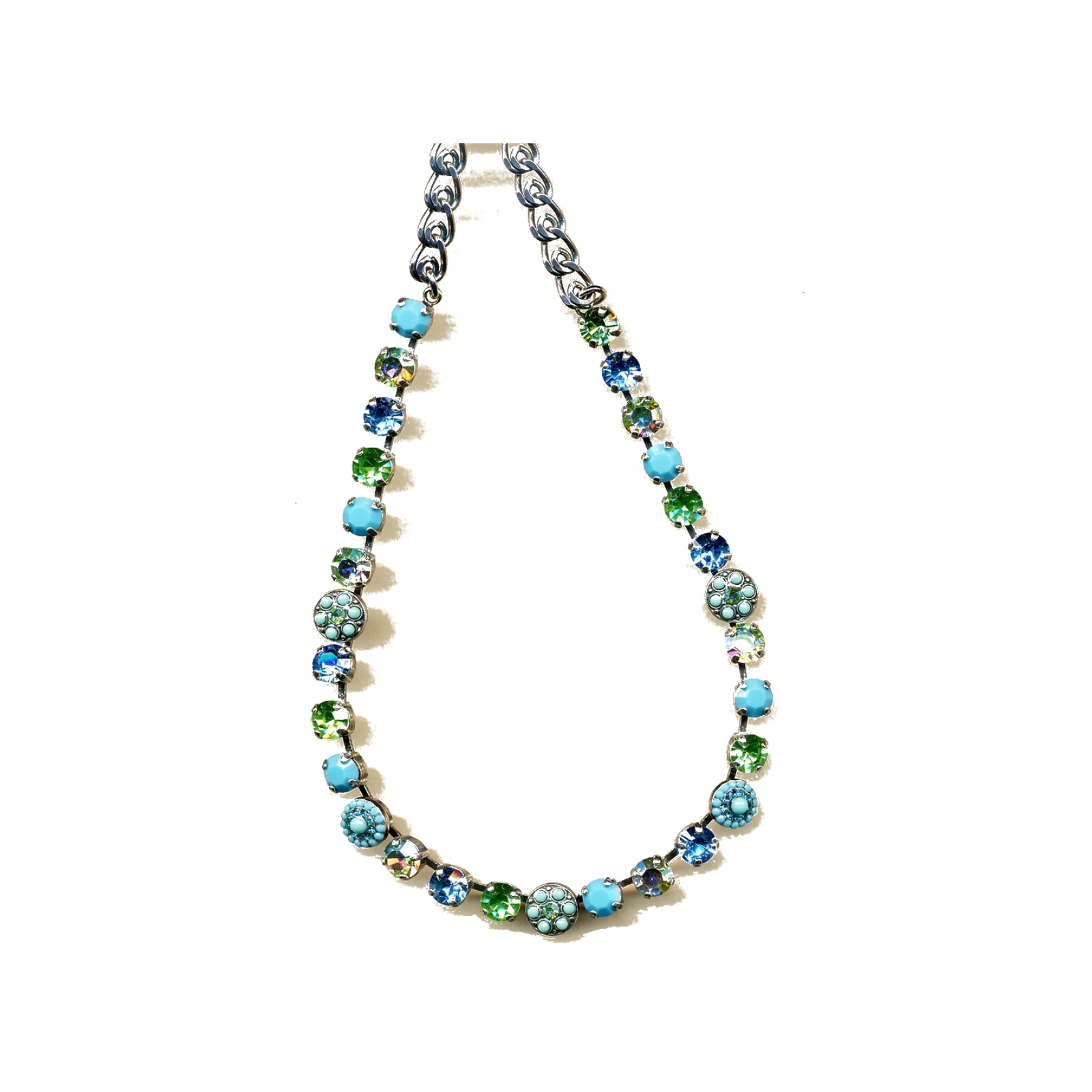 N-3044-1-761-YG Necklace By Mariana Woman Chic Turquoise and Vitrail Medium Swarovski Crystals - Image 1