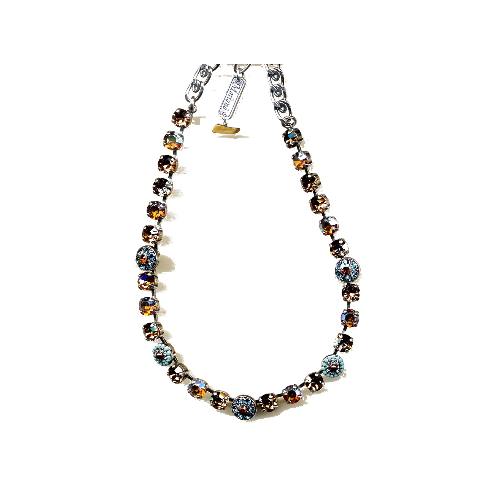 N-3044-1-797-1-YG Necklace By Mariana Woman Classic Iridescent Topaz and Amber Swarovski Crystals - Image 1