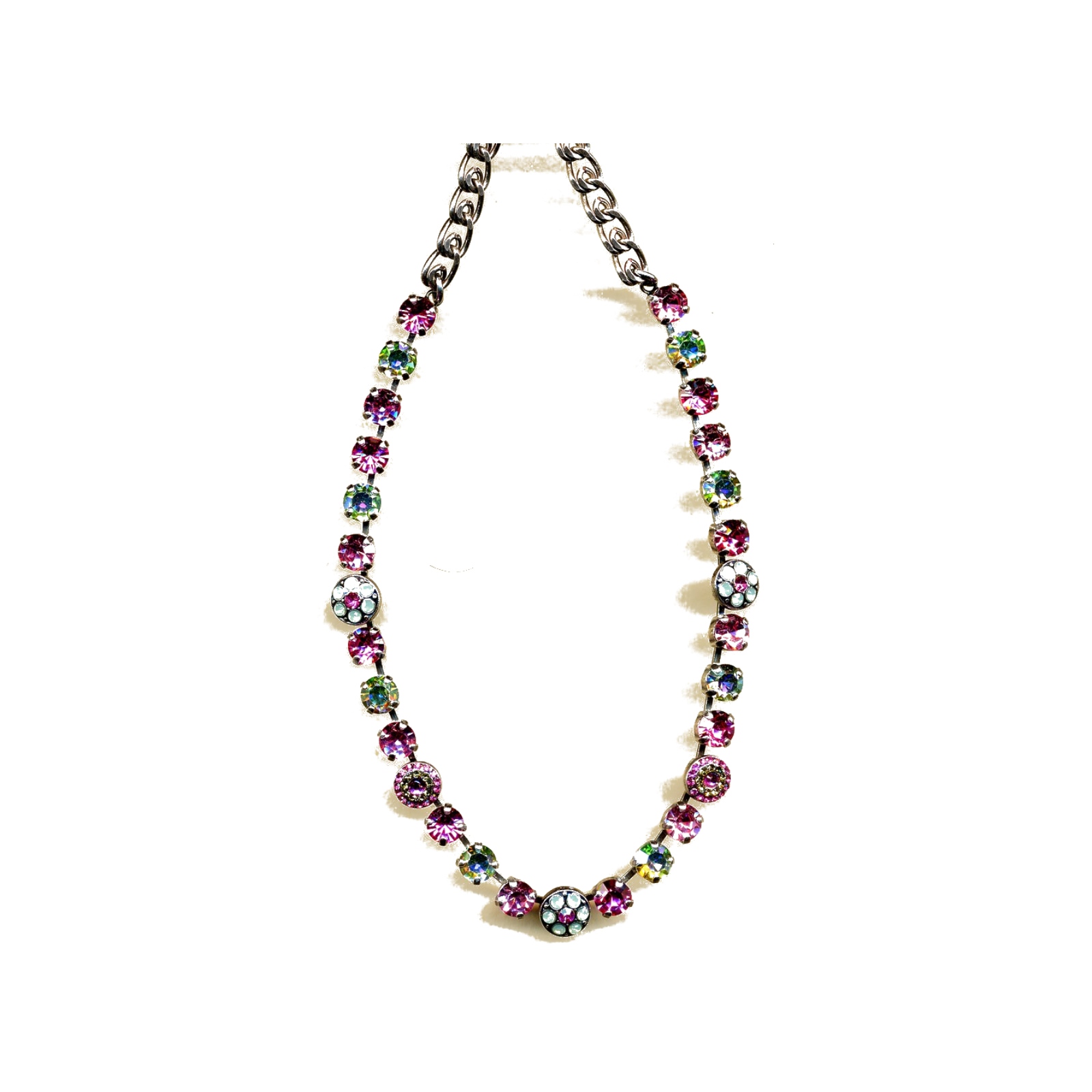 N-3044-1-8060-YG Necklace By Mariana Woman Chic Rose and Opal and Light Green Swarovski Crystals - Image 1