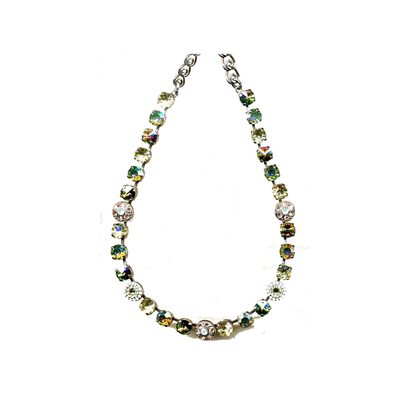 N-3044-1-811-YG Necklace By Mariana Woman Topaz and Clear and Light Green Swarovski Crystals - Image 1