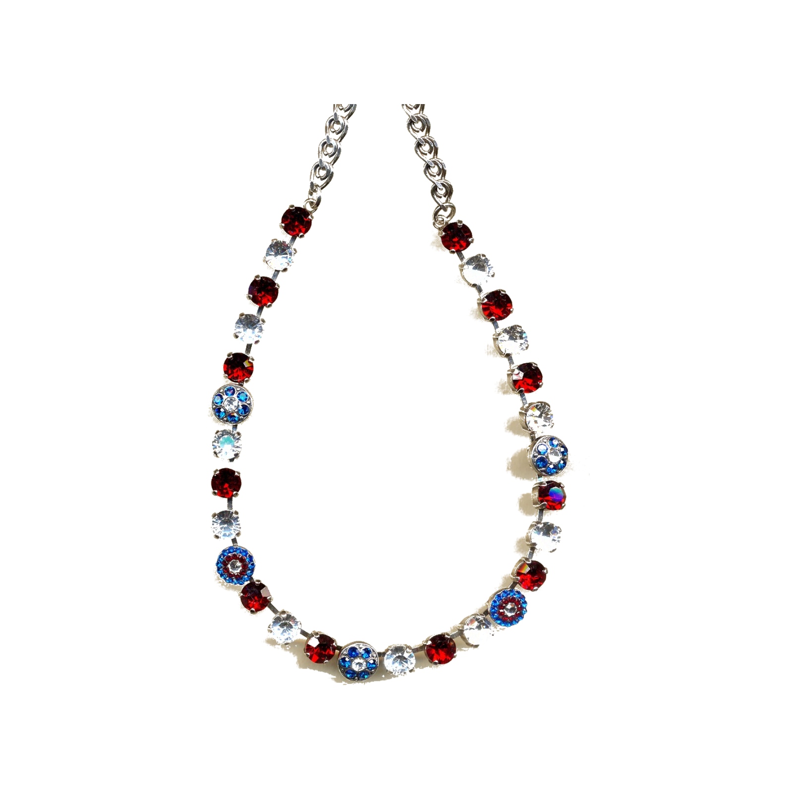 N-3044-1-818-1-YG Necklace By Mariana Woman Lovely Ruby and Clear and Aqua Swarovski Crystals - Image 1