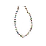 Necklace By Mariana Woman Emerald and Light Pink and Light Swarovski Crystals