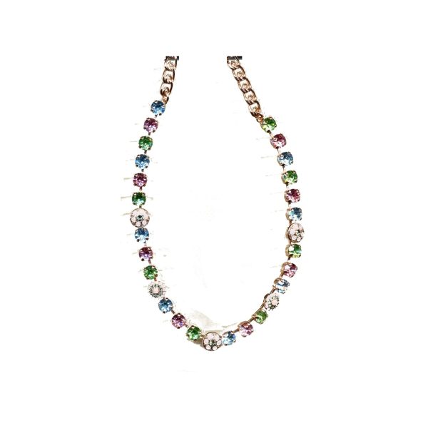 Necklace By Mariana Woman Emerald and Light Pink and Light Swarovski Crystals