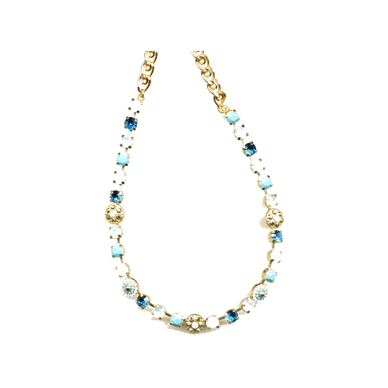 N-3044-1-907-YG Necklace By Mariana Woman caribbean blue opal and Blue zircon Swarovski Crystals - Image 1