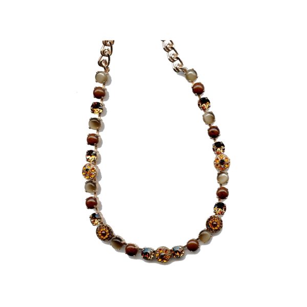 Necklace By Mariana Woman Chic Tiger Mineral and Dark Topaz Swarovski Crystals