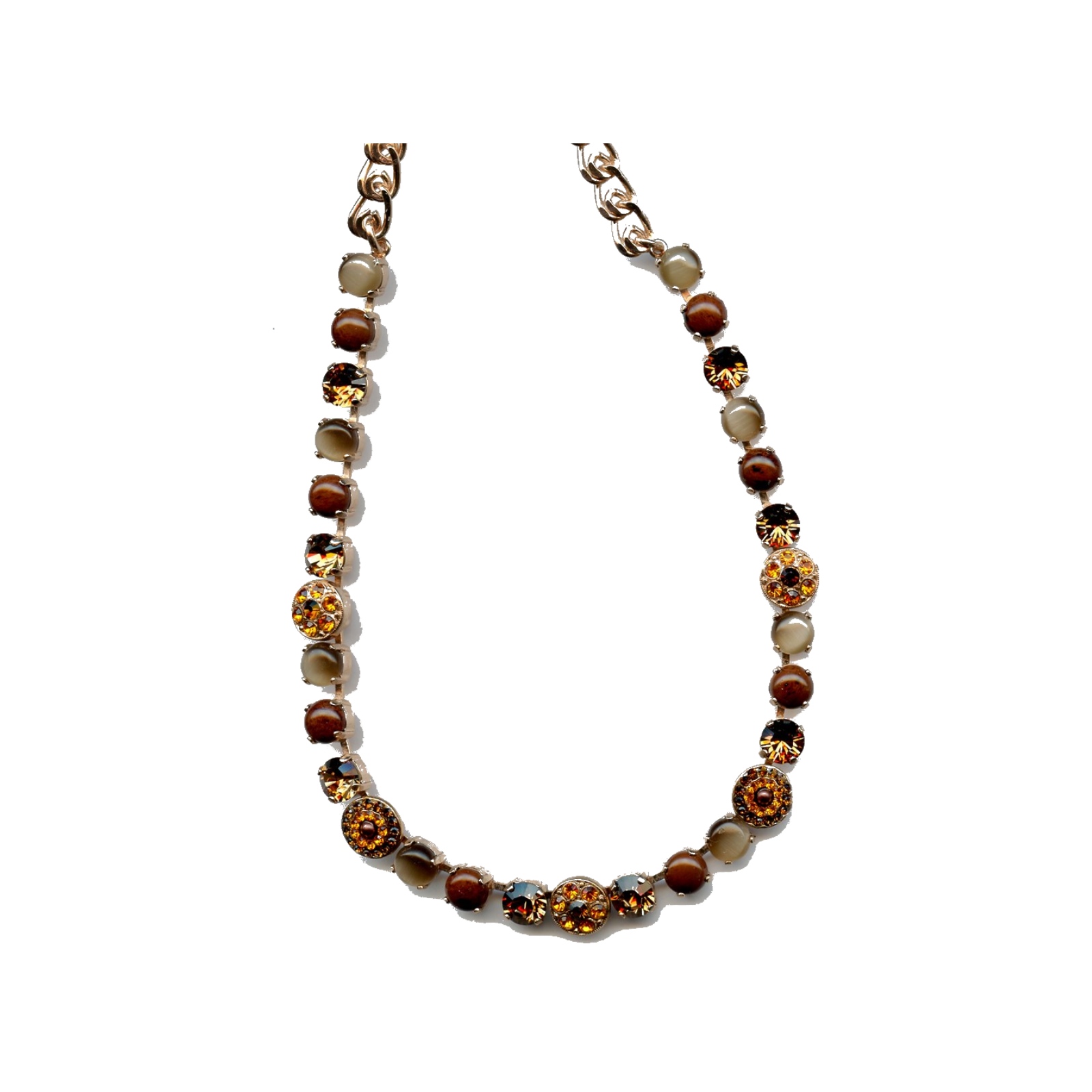 N-3044-1-M1044-SP Necklace By Mariana Woman Chic Tiger Mineral and Dark Topaz Swarovski Crystals - Image 1