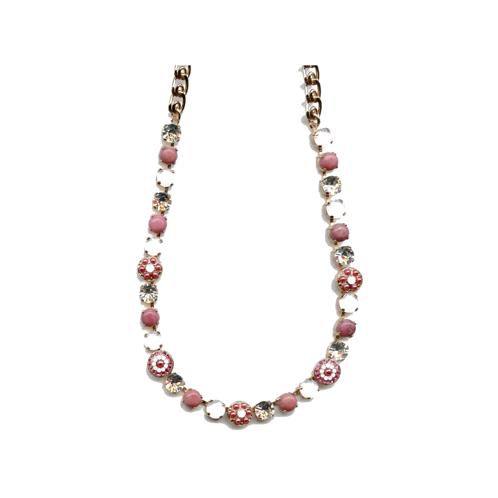 N-3044-1-M1046-SP Necklace By Mariana Woman Chic Coral Mineral and Pink Opal Swarovski Crystals - Image 1