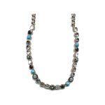 Necklace By Mariana Woman Dazzling Turquoise Mineral and Jet Swarovski Crystals