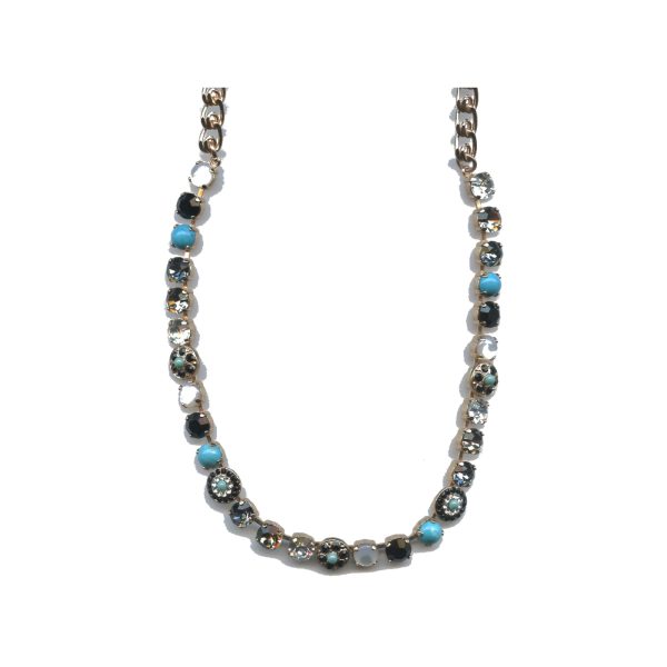 Necklace By Mariana Woman Dazzling Turquoise Mineral and Jet Swarovski Crystals