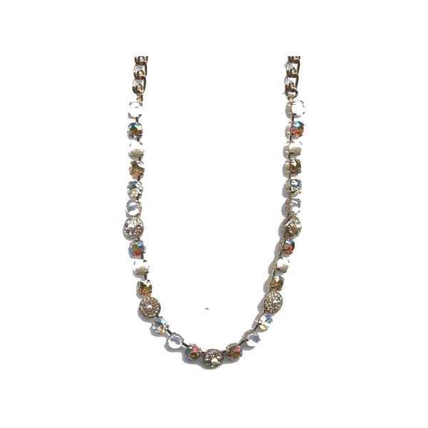 Necklace By Mariana Woman Vibrant White Mineral and clear Swarovski Crystals