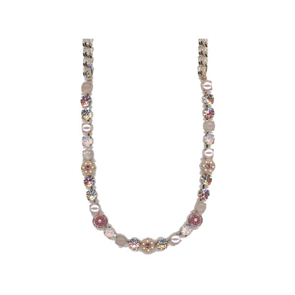 Necklace By Mariana Woman Chic Quartz Mineral and Light Rose Swarovski Crystals