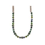 Necklace By Mariana Woman Malachite Mineral and Navy Pearl Swarovski Crystals - Image 2